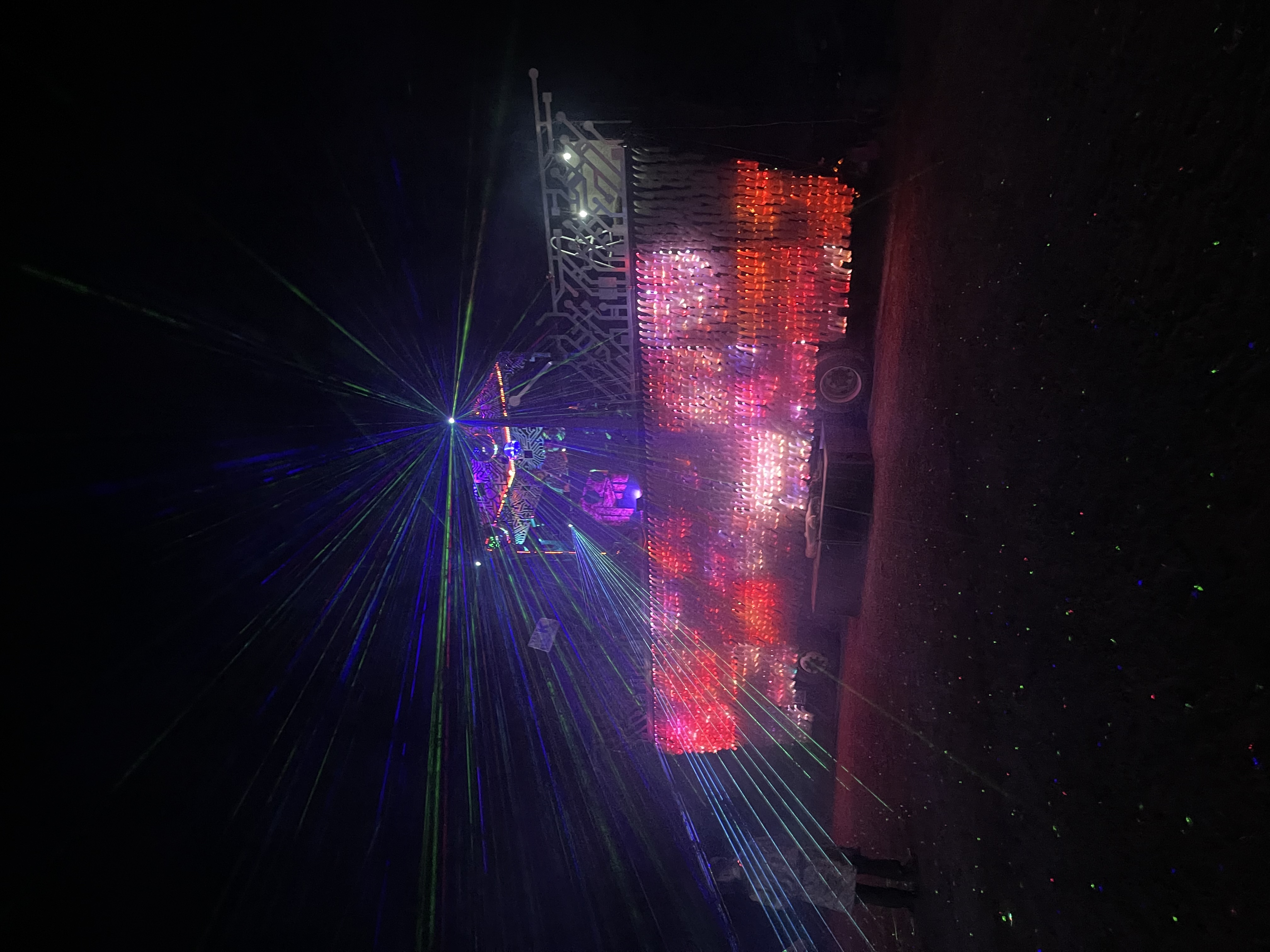 BYTE Project sound stage lit up at night with lasers